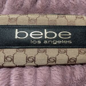 Bebe Los Angeles Serena Zip Around Canvas Wallet